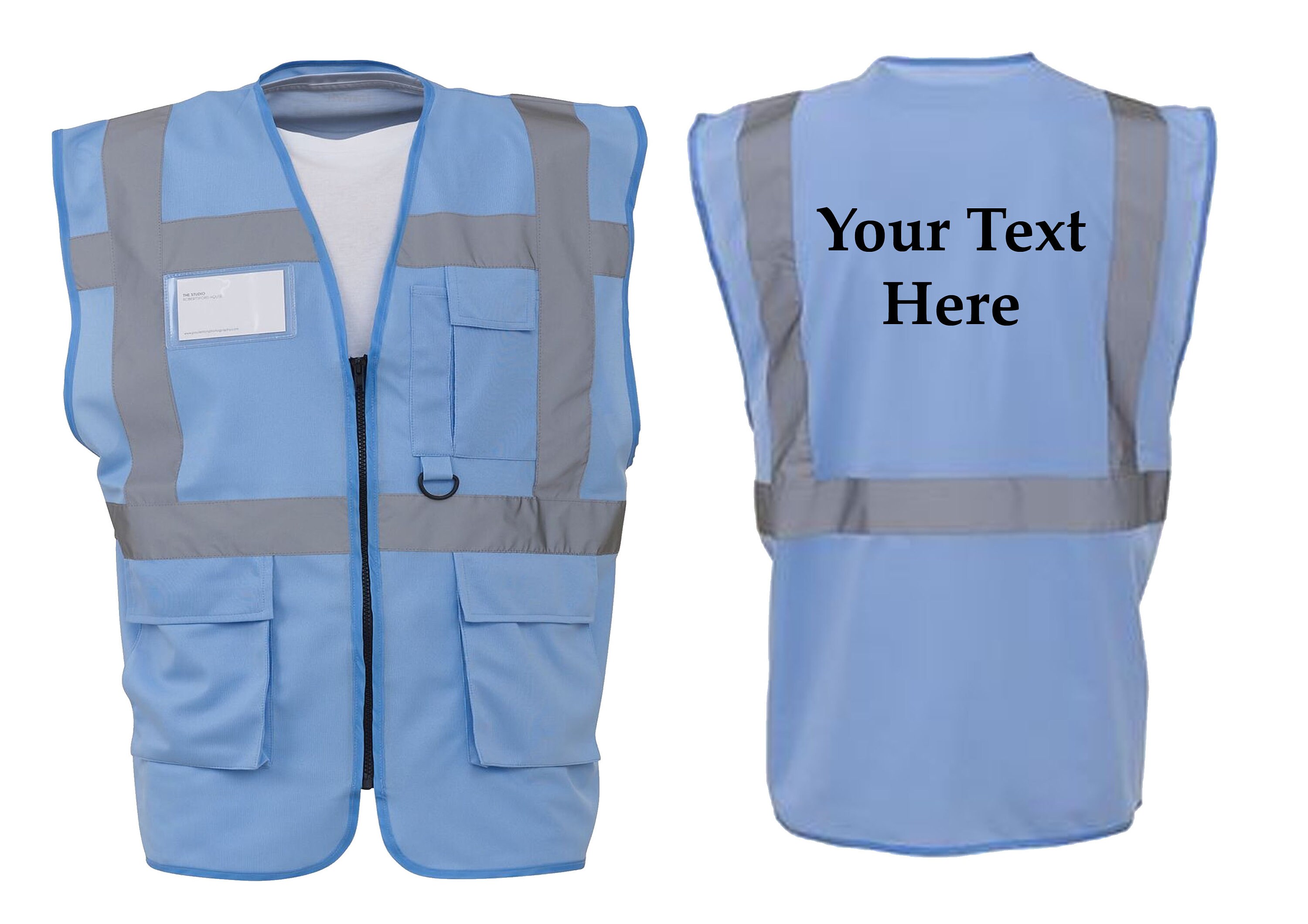 PERSONALISED HI VIS VIZ EXECUTIVE SAFETY WAISTCOAT VEST PHONE ID MULTI POCKETS PERSONALISED HI VIS VIZ EXECUTIVE SAFETY WAISTCOAT VEST PHONE ID MULTI POCKETS