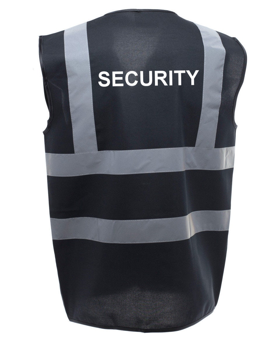 Image of Hi Vis Security Vest Waistcoat Safety Reflective Jacket High Visibility Black