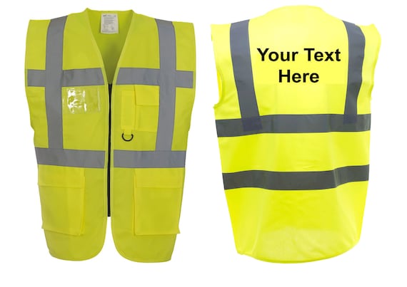 50 x Customised Hi Vis Visibility Vests Jackets Back printed with your design!