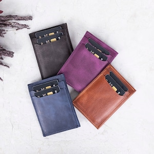Benutzerdefinierte Kartentasche, Lederkartenhalter Brieftasche, personalisierte minimalistische Brieftasche, Kreditkartenhalter Handgefertigte Mini-Brieftasche mit Gravur