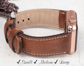 Genuine Brown Leather Apple Watch Band, iWatch Strap, 38, 40, 41, 42, 44, 45, 49 mm, Apple Watch, Galaxy, Fitbit, Google Pixel, Fossil Watch