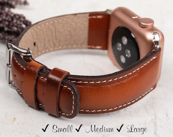 Genuine Rustic Leather Apple Watch Band, iWatch Strap, 38, 40, 41, 42, 44, 45, 49 mm Apple Watch, Galaxy, Fitbit, Google Pixel, Fossil Watch