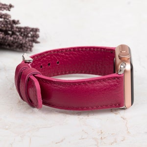 Custom Pink Pebbled Leather Apple Watch Band 38, 40, 41, 42, 44, 45, 49 mm, iWatch Strap, For Women Men, Galaxy, Fossil, Fitbit, Pixel Band