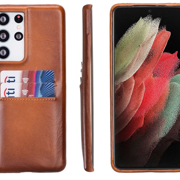 Rustic Leather Lightweight Galaxy Phone Slim Card Case Snap On Full Cover Samsung S24, S23, S22, S21, S20, S10, S9, S8, Note 20, 10, 9, 8