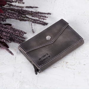 RFID-Lederkartenhalter, schlanke Pop-Up-Brieftasche, Münztasche, personalisierte Herren-Brieftasche, minimalistische Kreditkartenhülle, benutzerdefinierter Kartenhalter