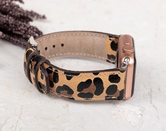 Leopard Pebbled Leather Apple Watch Band 38, 40, 41, 42, 44, 45, 49 mm, iWatch Strap, Apple Watch for Women Men Galaxy, Pixel, Fitbit Band
