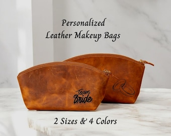 Leather Makeup Bag, Cosmetic Pouch, Travel Organizer – Handmade, Personalized Gift for Her, Gift for Mother, Gift for Bridesmaid