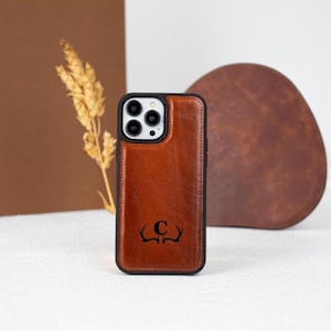 Slim iPhone Case, Leather iPhone Back Cover, Lightwight Snap On Case for 17, 16, 15, 14, 13, 12, SE, Custom iPhone Case, Gift for Men