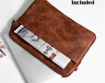Leather MacBook Case, Custom Laptop Bag, Apple iPad and MacBook Bag, Handmade Laptop Sleeve, Personalized Gift for Her Him, Laptop Cover