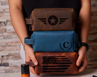 Leather Toiletry Bag, Dopp Kit, Cosmetic Pouch, Travel Organizer – Handmade, Personalized Gift for Him, Gift for Father, Gift for Groomsmen