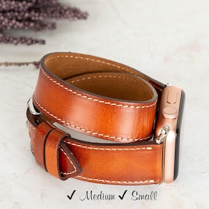 Personalized Leather Dual Tour Watch Band, Double Wrap Strap, Compatible with Apple Watch, Galaxy, FitBit, Pixel, For Women, For Men