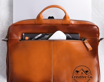 Genuine Leather Laptop & Tablet Case – Handmade and Stylish Organizer Bag, Gift for Him, Gift for Father, Gift for Husband