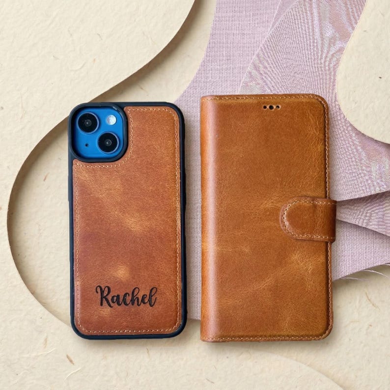 Leather iPhone Wallet Case, MagSafe & Wireless Charging Compatible, Card Holder, Kickstand, Leather iPhone Case with Card Slots, iPhone 17 image 1