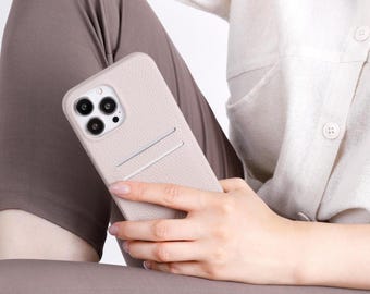 Custom Leather iPhone Snap-On Case with Card Holder, Lightweight Full Cover Case for iPhone 18, 17, 16, 15, 14, 13, SE Series
