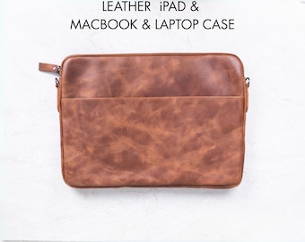 Custom MacBook Case, Leather Laptop Bag, Apple iPad and MacBook Bag, Handmade Laptop Sleeve, Personalized Gift for Her Him, Laptop Cover