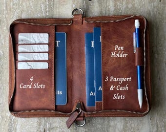 Funda de pasaporte de piel, funda de pasaporte personalizada con correa, funda de pasaporte personalizada, cartera para pasaporte, bolso de viaje, regalo de luna de miel