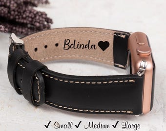 Leather Apple Watch Band, Handmade iWatch Strap for Apple, Samsung, Fitbit, Fossil, Google Pixel, Custom Engraving, Apple Watch 11 Series