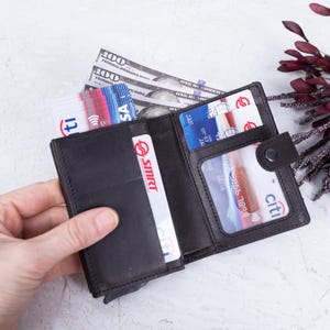 Billetera de cuero personalizada, billetera con bloqueo RFID, billetera para hombre grabada, billetera AirTag personalizada, billetera plegable minimalista, regalo para él