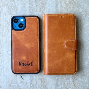 Funda de cuero personalizada para iPhone, desmontable y con MagSafe, tarjetero para iPhone 16, 15, 14, 13, 12, 11, XR, XS, X, 8, 7, SE