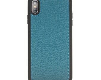 Grain Blue Turquoise Leather iPhone X XS XS Max XR 8 7 6 