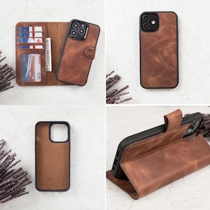 Leather iPhone Wallet Case, MagSafe & Wireless Charging Compatible, Card Holder, Kickstand, Leather iPhone Case with Card Slots, iPhone 17 image 2