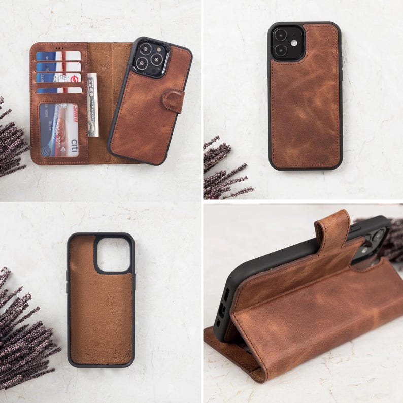 Leather iPhone Wallet Case, MagSafe & Wireless Charging Compatible, Card Holder, Kickstand, Leather iPhone Case with Card Slots, iPhone 17 image 2