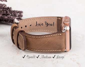 Genuine Leather Apple Watch Band, Handmade iWatch Strap for Apple,Samsung,Fitbit,Fossil, Google Pixel,Custom Engraving,Apple Watch 11 Series
