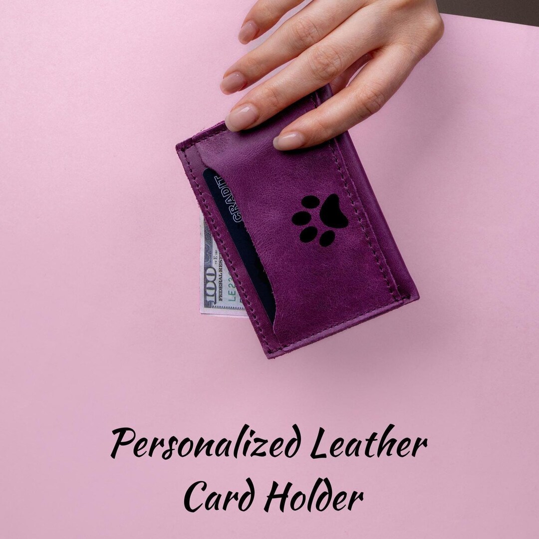 Custom Card Wallet, Leather Card Holder Wallet, Personalized Minimalist ...