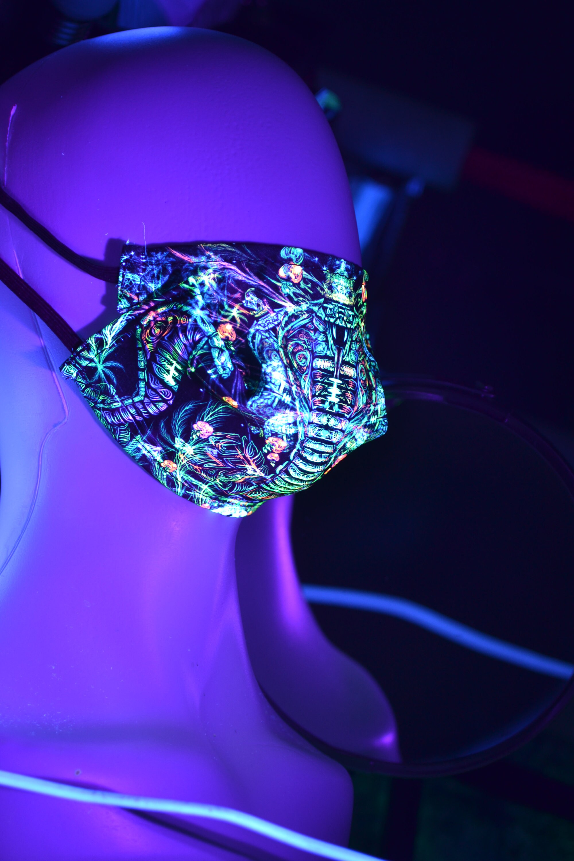 Psychedelic blacklight decor face mask Cobra Etsy