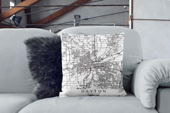 Dayton Map Print Dayton City Map Ohio State Map Dayton Pillow Ohio Pillow Throw Pillow Patriotic Decor Living Room Dayton Ohio Map Print