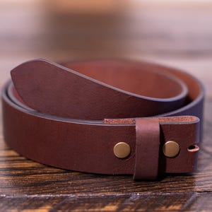 Handmade Leather Belt Replacement Strap - Full Grain Buffalo Leather - 1.5" Wide - Brown - Made in USA