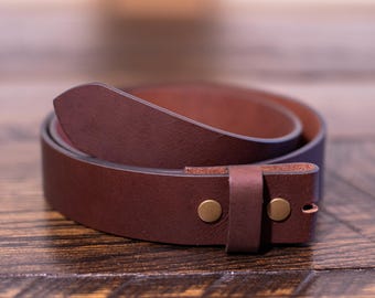 Handmade Full Grain Buffalo Leather Belt Strap - 1.5&quot; - Made in USA