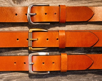 1.5" Buffalo Leather Belt: Full Grain, Removable Buckle, Handcrafted in USA