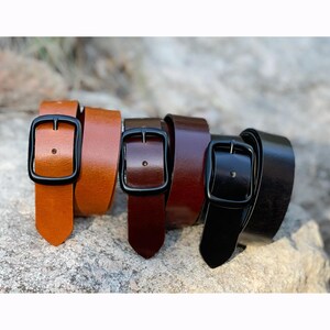 Men's Leather Belt 1.5" Wide, Full Grain Buffalo, Removable Buckle - Handmade USA image 6