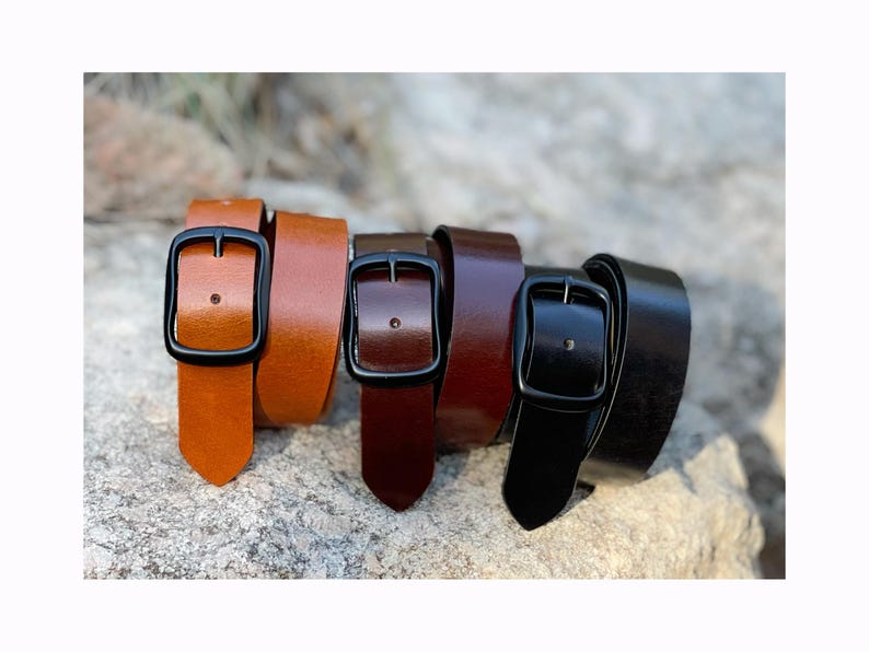 Men's Leather Belt 1.5" Wide, Full Grain Buffalo, Removable Buckle - Handmade USA image 6