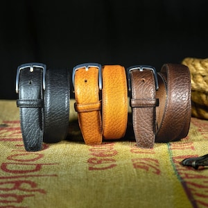 Men’s Buffalo Leather Dress Belt 1.25" Wide, Casual & Jeans, USA Made imagem 3