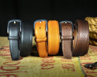 Men’s Buffalo Leather Dress Belt 1.25” – Belt for Jean - Black Brown Tan - USA Made