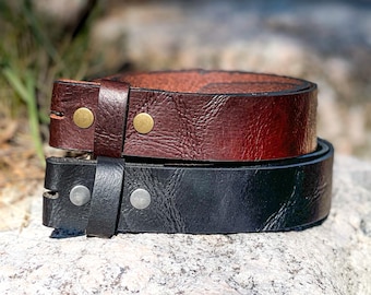 1.5" Buffalo Leather Belt Strap: Full Grain Replacement, Handmade in USA