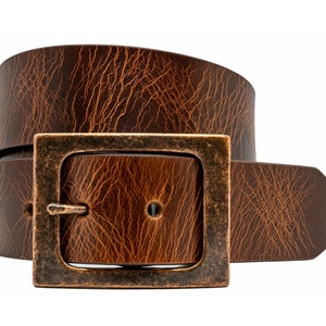 Full Grain Crunch Finish Buffalo Leather Belt - Reddish Brown Color