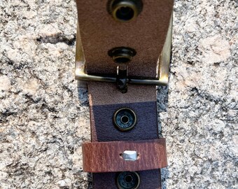 1,5 ""Vollnarbenbüffelleder Gürtel: Vintage Braun, Hergestellt In Den USA