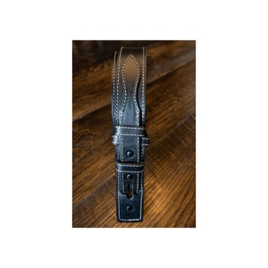 Handmade Ranger Belt Strap - Full Grain Saddle Leather Ranger Belt Strap - Made in USA - Black