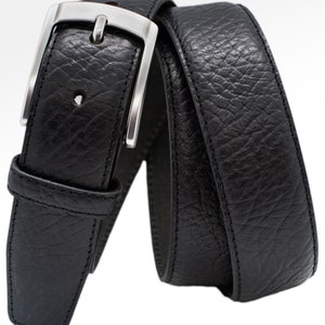 Men’s Buffalo Leather Dress Belt 1.25" Wide, Casual & Jeans, USA Made Black