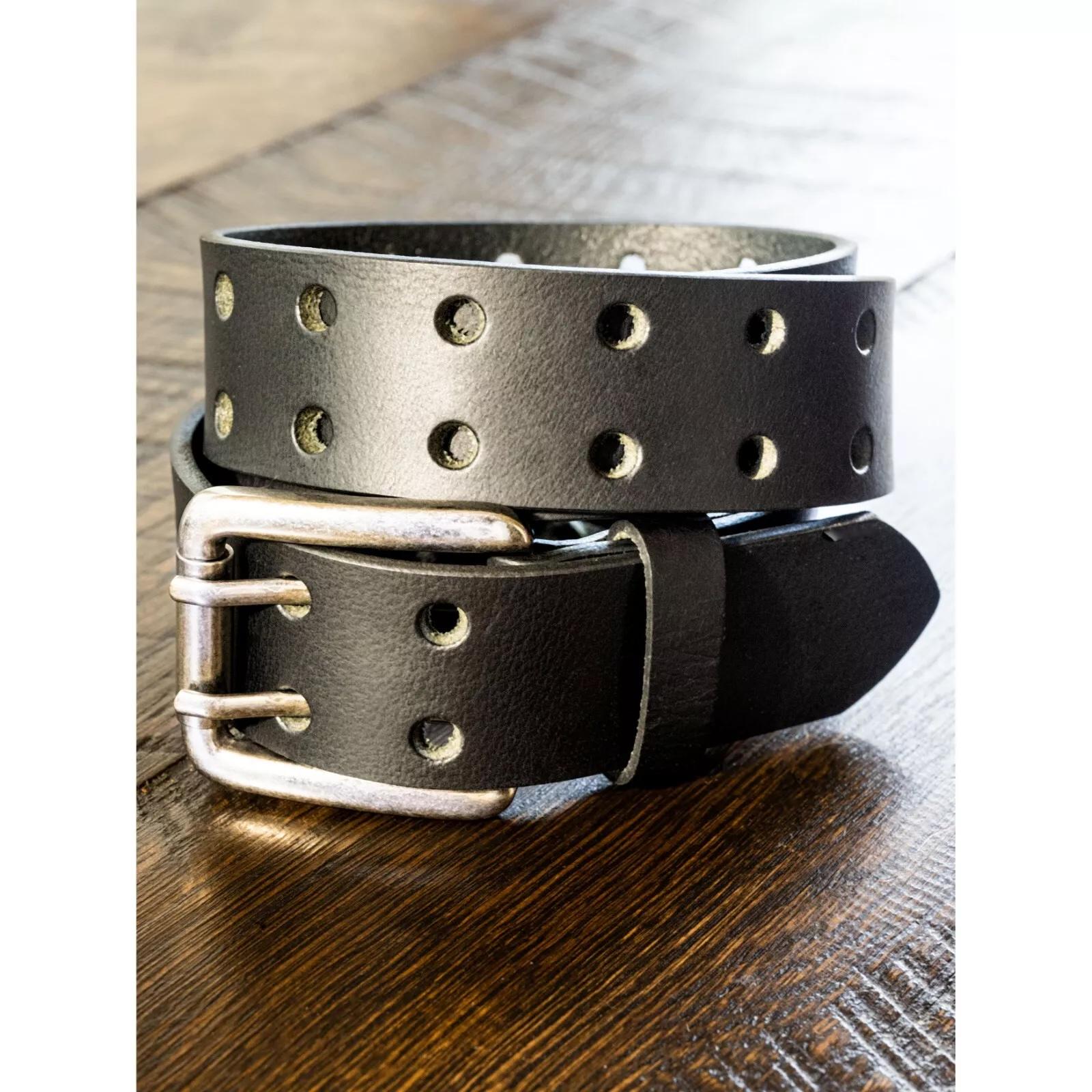 1.5 Full Grain Buffalo Leather Belt Tan, Double Prong 2-hole, USA Made