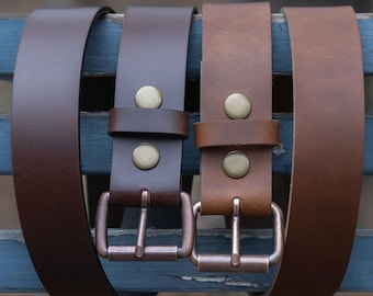 明治～大正アメリカ製寄せ木達磨掛け Green Stone Buckle on a Tobacco Brown Leather Belt Unisex