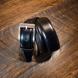 Buffalo Leather Dress Belt 1.25&quot; - Handcrafted Black Belt