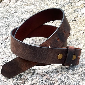 1.5&quot; Full Grain Brown Leather Belt Strap: Handmade USA, Unisex Replacement