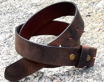 1.5&quot; Full Grain Brown Leather Belt Strap: Handmade USA, Unisex Replacement