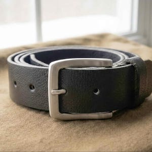 Full Grain Milled Leather Belt Black, 1.5 Inch Wide, Soft & Supple, USA Handmade