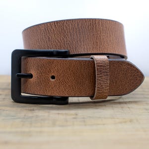 Premium Buffalo Leather Belt - 1.5&quot;; Full Grain, Sturdy, Tan Color- Perfect Gift for Him, Handcrafted in Colorado, Made In USA