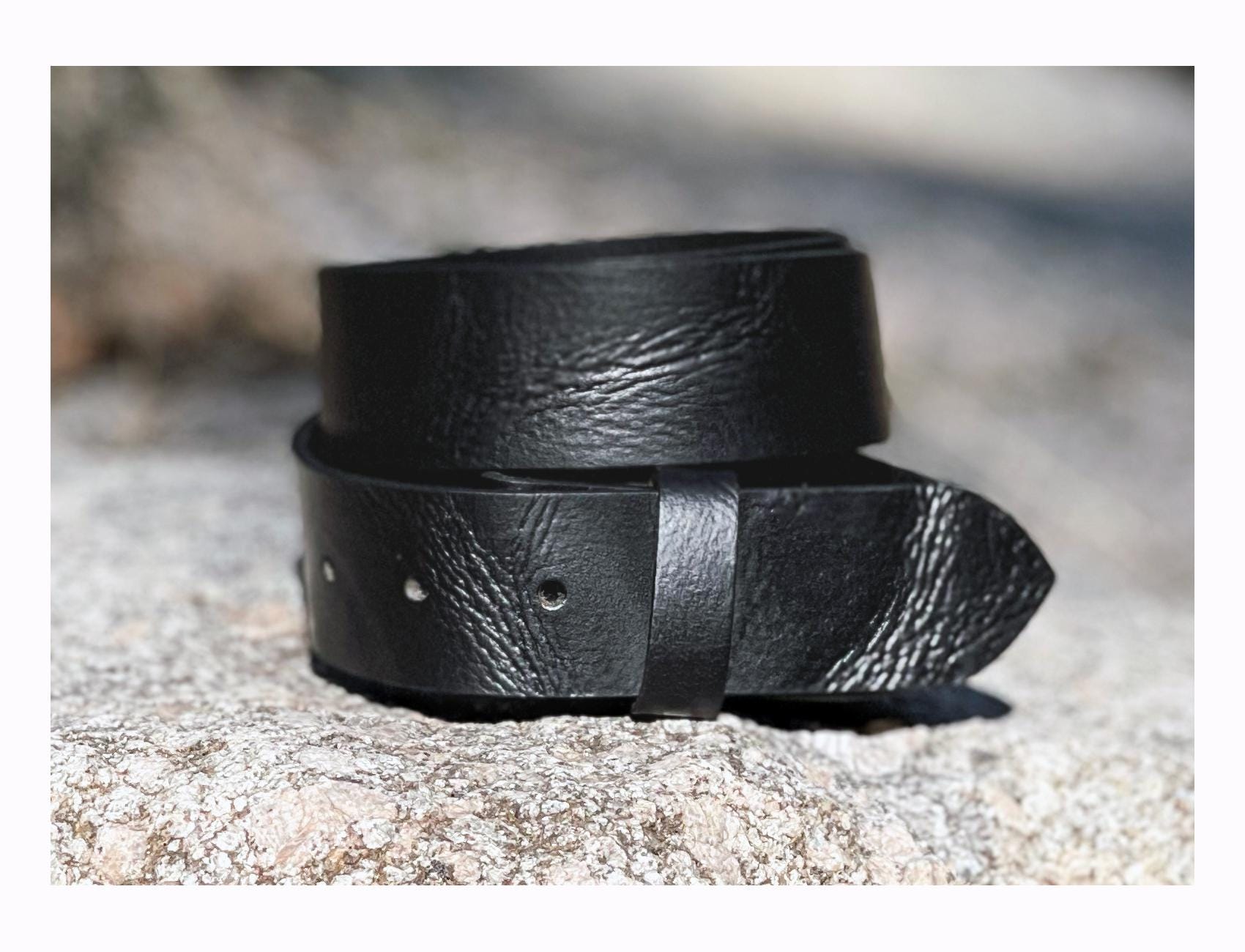 1.5" Full Grain Buffalo Leather Belt Strap: Snap-On, Handmade in USA
